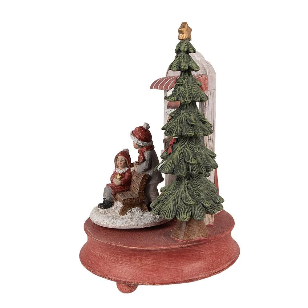 Music box Santa Claus 24 cm Red Polyresin Christmas decoration by Clayre & Eef.
