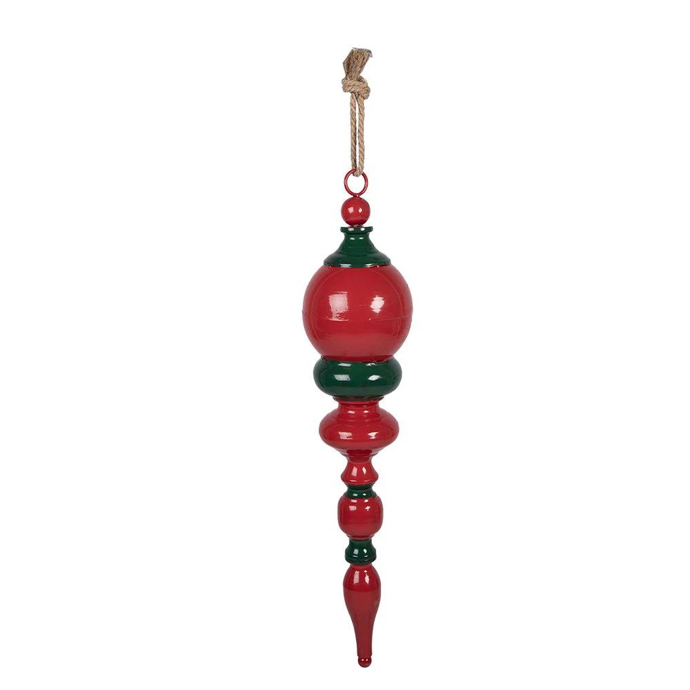Christmas pendant Ø 14x70 cm Red Green Metal by Clayre & Eef.