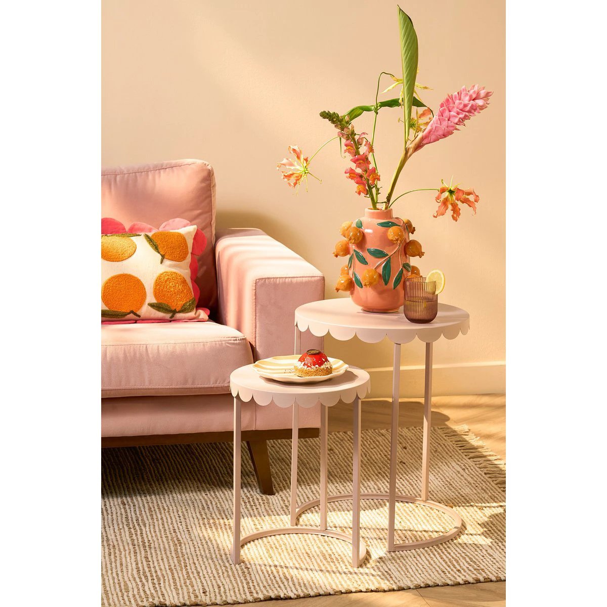 Side table set Lara Light Pink by Mica Decorations