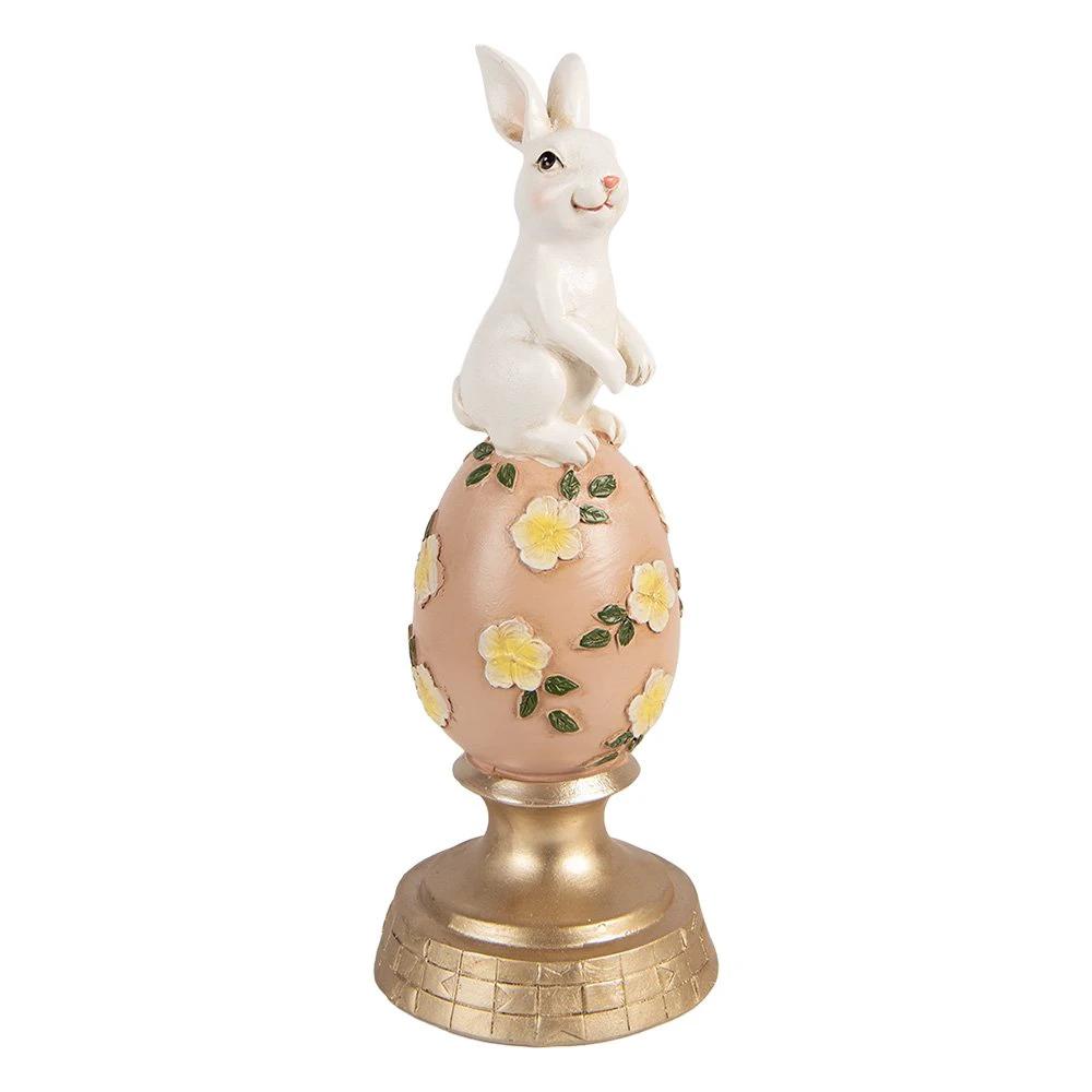 Decoration Statue Rabbit Ø 10x26 cm White Plastic by Clayre & Eef.