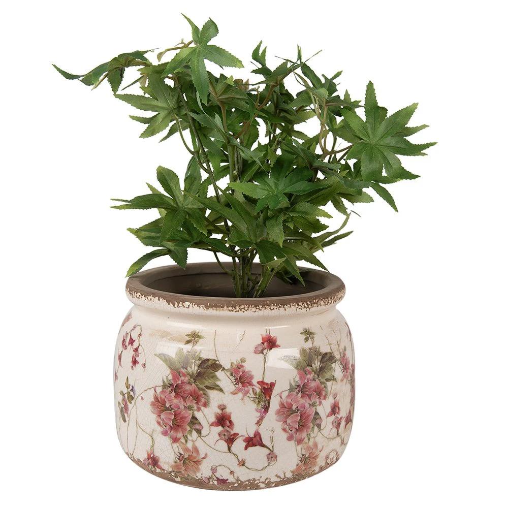 Blumentopf Ø 20x15 cm beige-rosa Keramik-Blumentopf für innen von Clayre & Eef.
