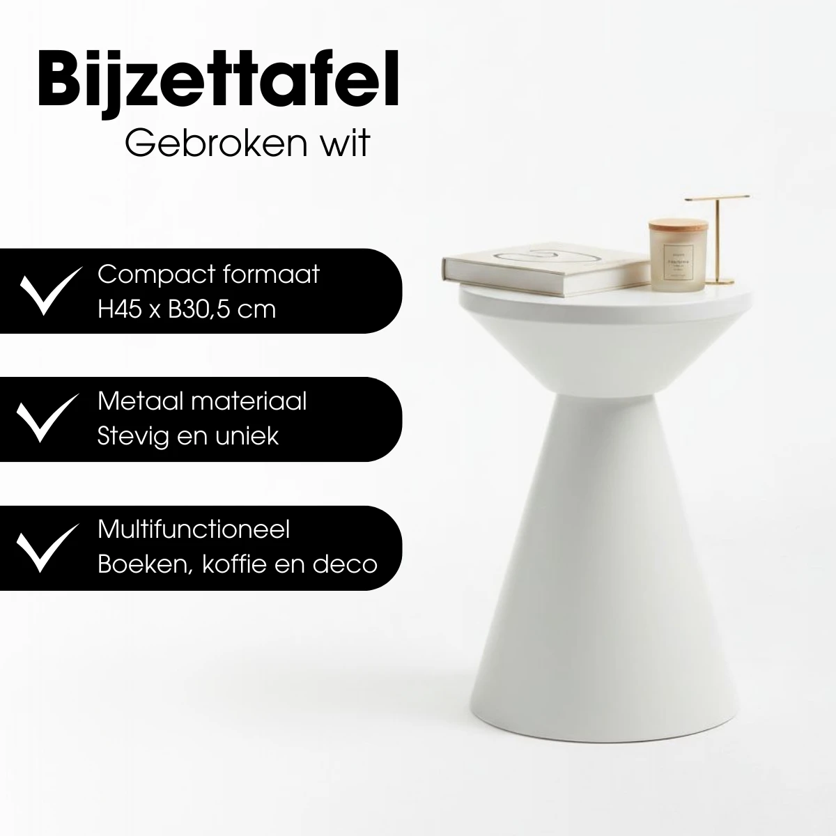 Side table Jim Off-white by Mica Decorations