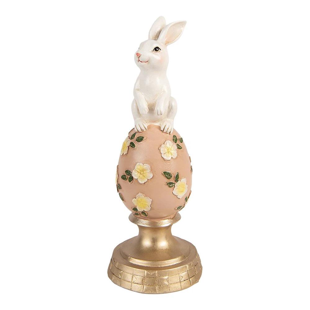 Decoration Statue Rabbit Ø 10x26 cm White Plastic by Clayre & Eef.