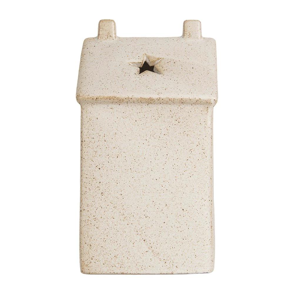 Decoration house with LED 10x9x18 cm beige ceramics by Clayre & Eef.