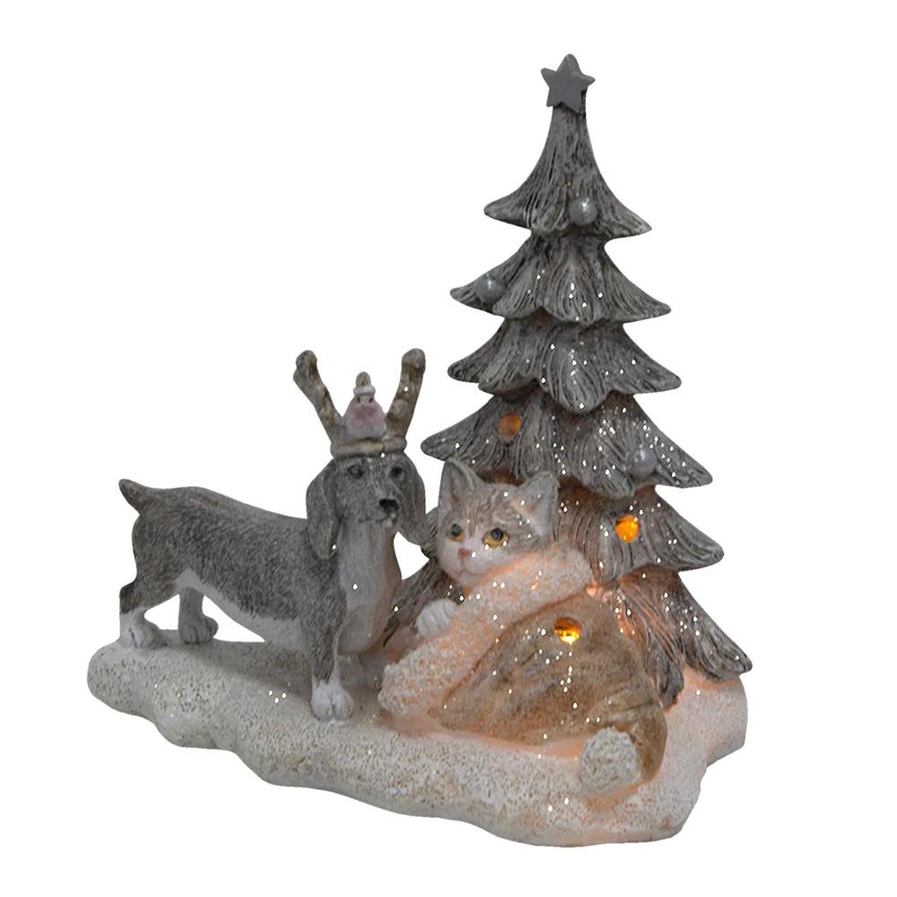 Decoration dog and cat LED 16x10x15 cm by Clayre & Eef.