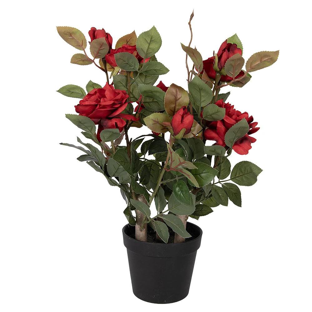 Artificial plant Rose 20x20x55 cm Red Plastic by Clayre & Eef.