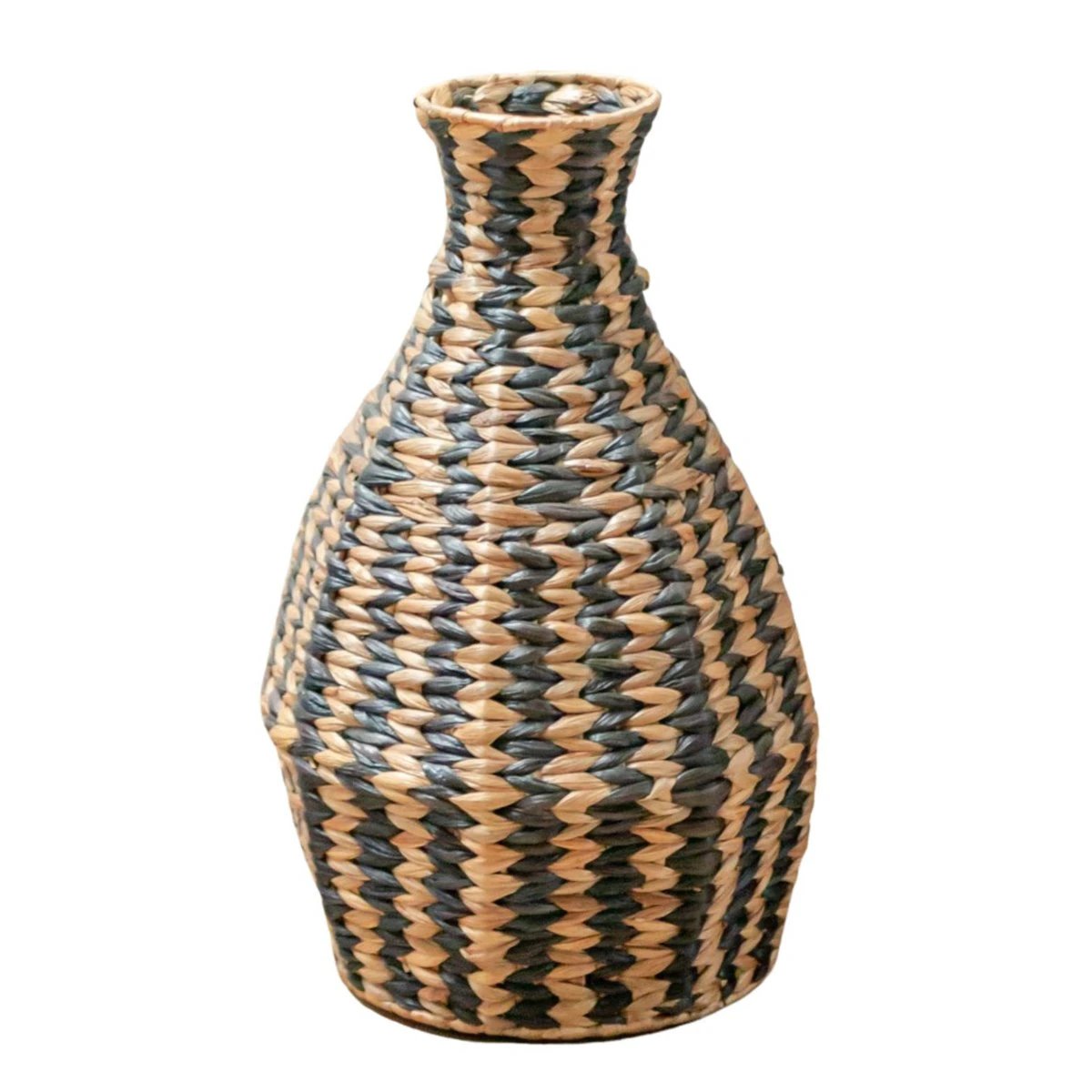 Woven Boho Vase DAYANA black made from Water Hyacinth by Soeji