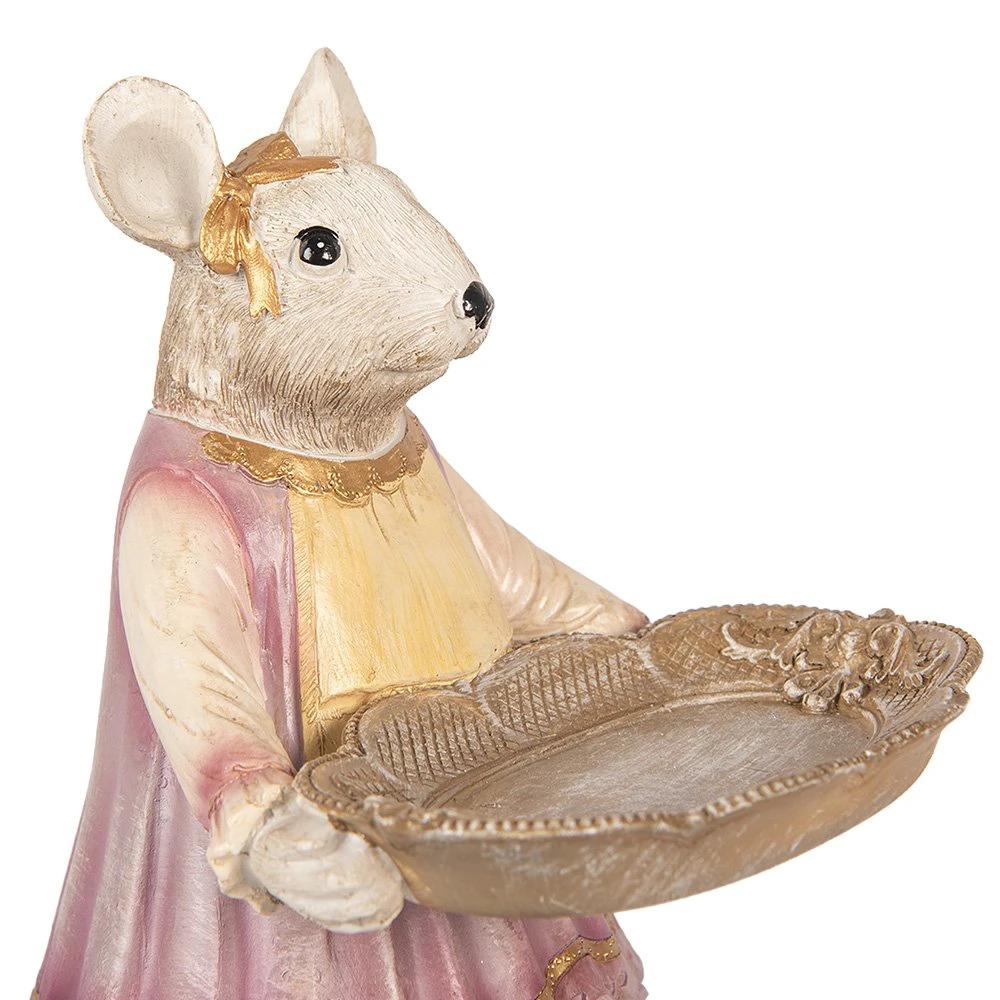 Decoration Statue Mouse 17x15x26 cm Beige Plastic by Clayre & Eef.