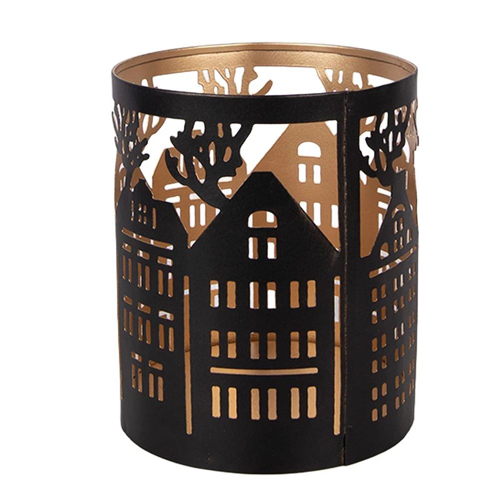 Tea light holder Ø 11x13 cm Brown Metal by Clayre & Eef.