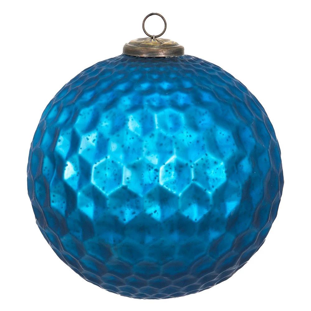 Christmas bauble XL Ø 25 cm Blue glass Christmas decoration by Clayre & Eef.