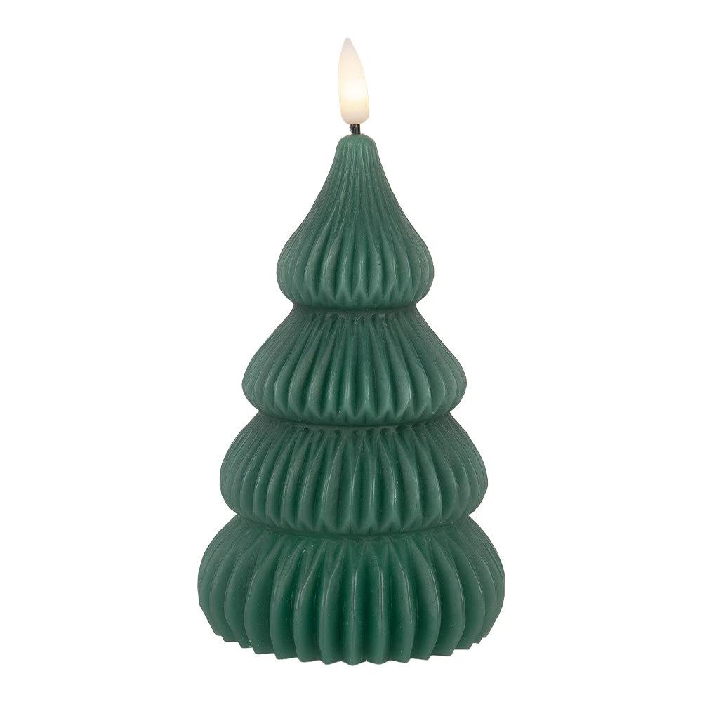 LED-Kerze Weihnachtsbaum Ø 8x17 cm grünes Wachs von Clayre & Eef.