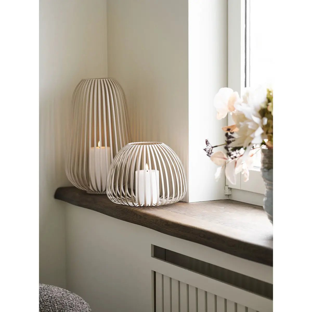 Stoense Lantern, metal, beige, ø25x19 cm by EMIRELLE