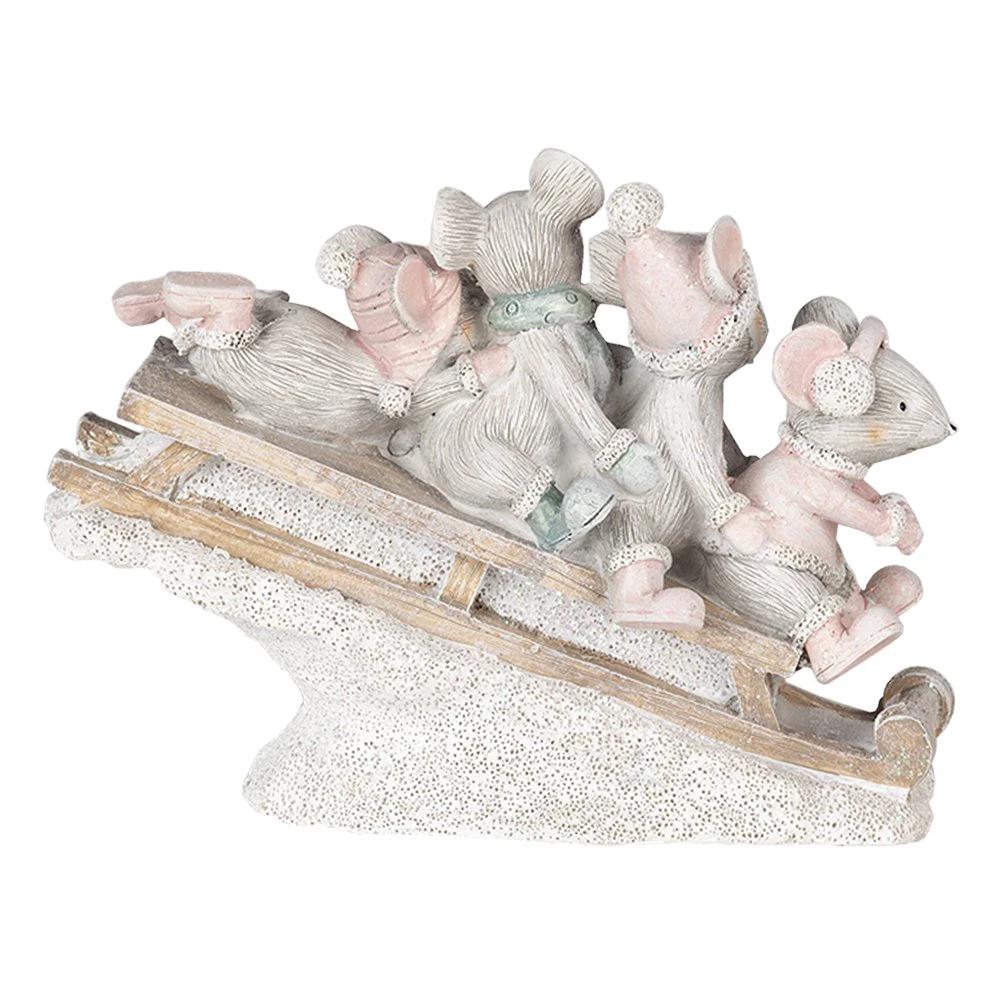 Dekorationsmäuse auf Schlitten 15x5x11 cm von Clayre & Eef.