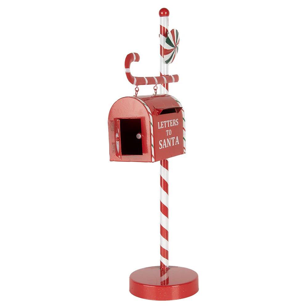 Christmas decoration letterbox 20x12x51 cm red metal by Clayre & Eef.