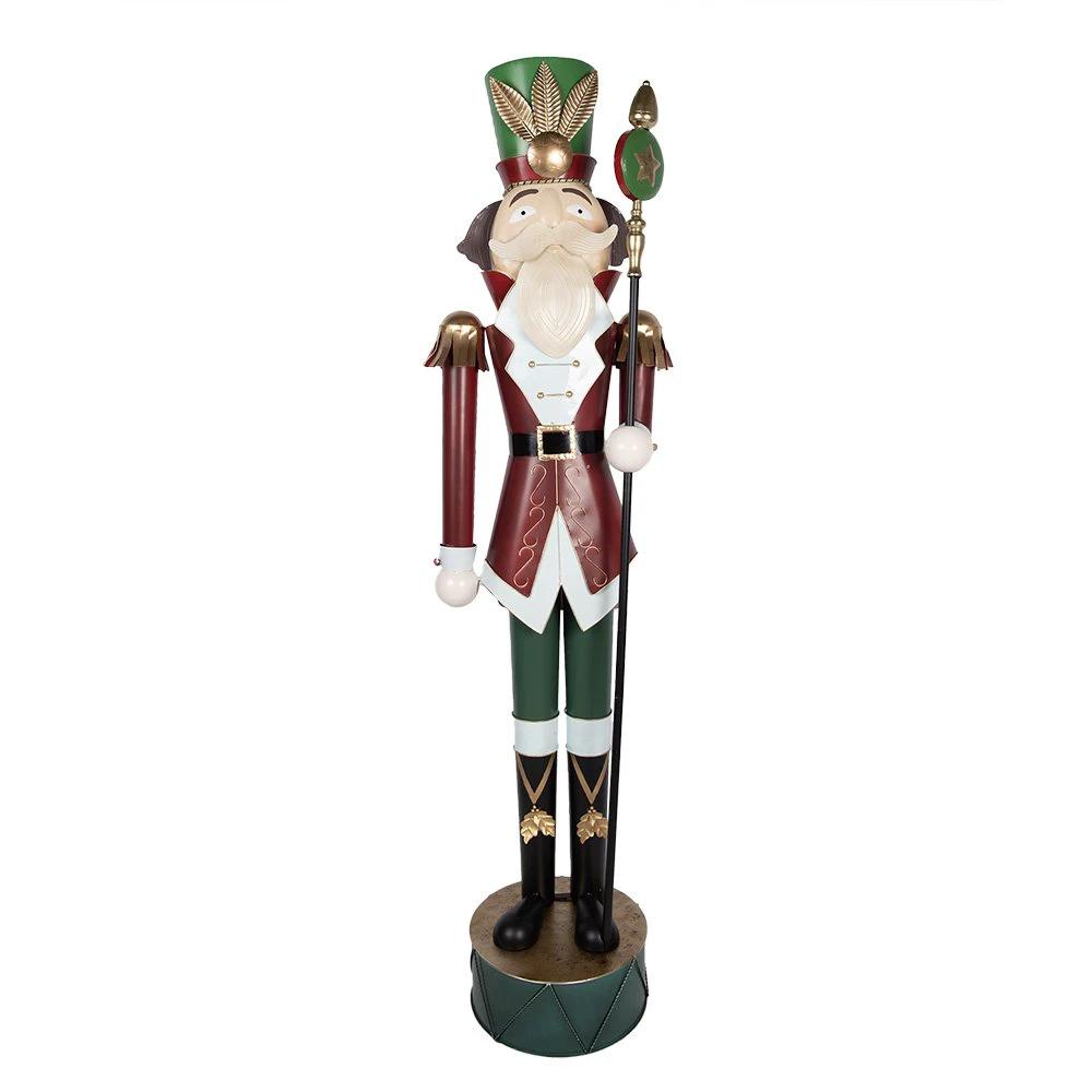 Christmas Decoration Sculpture Nutcracker 60x41x207 cm Red Green Metal by Clayre & Eef.