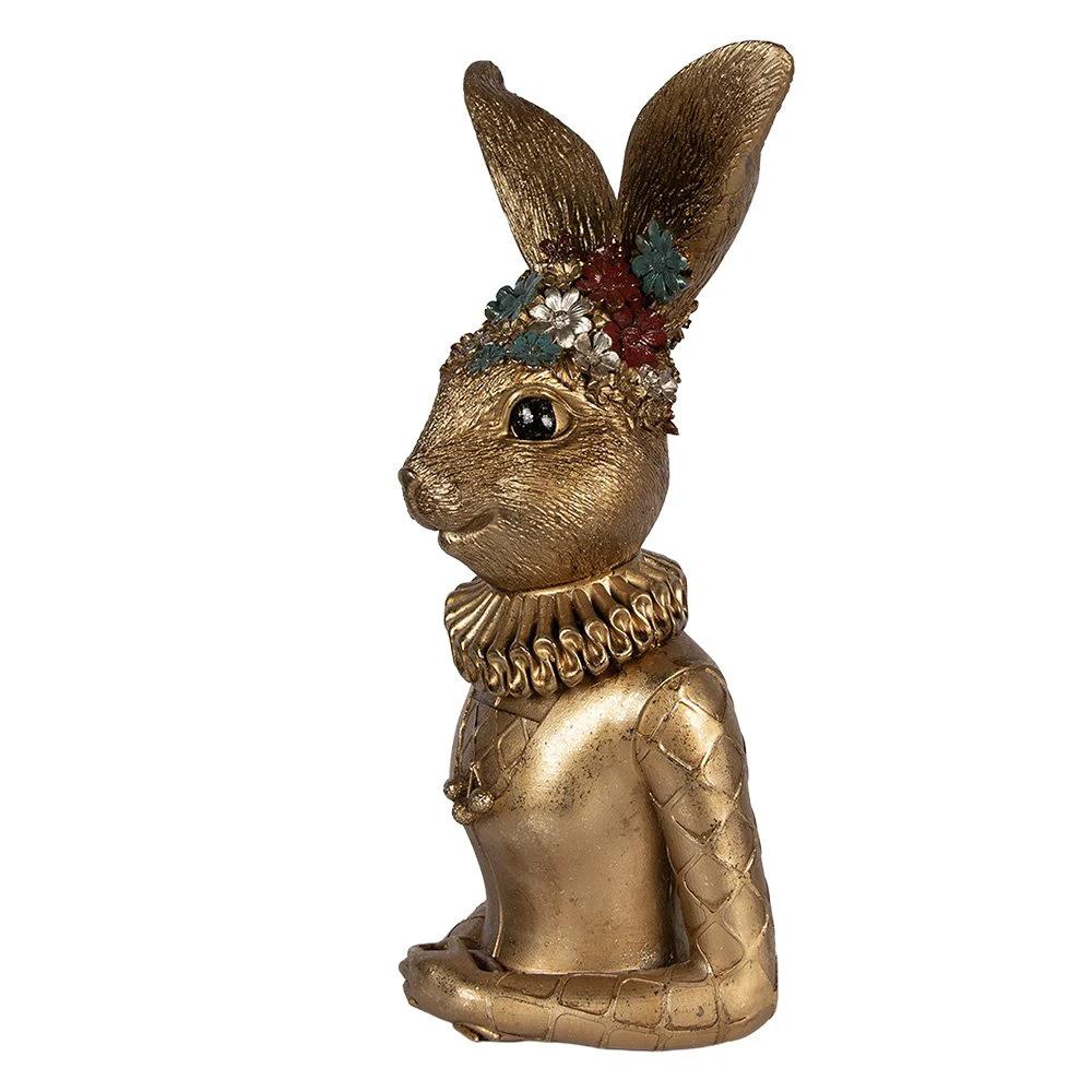 Decoration Statue Rabbit 27x17x51 cm Gold-colored Plastic by Clayre & Eef.