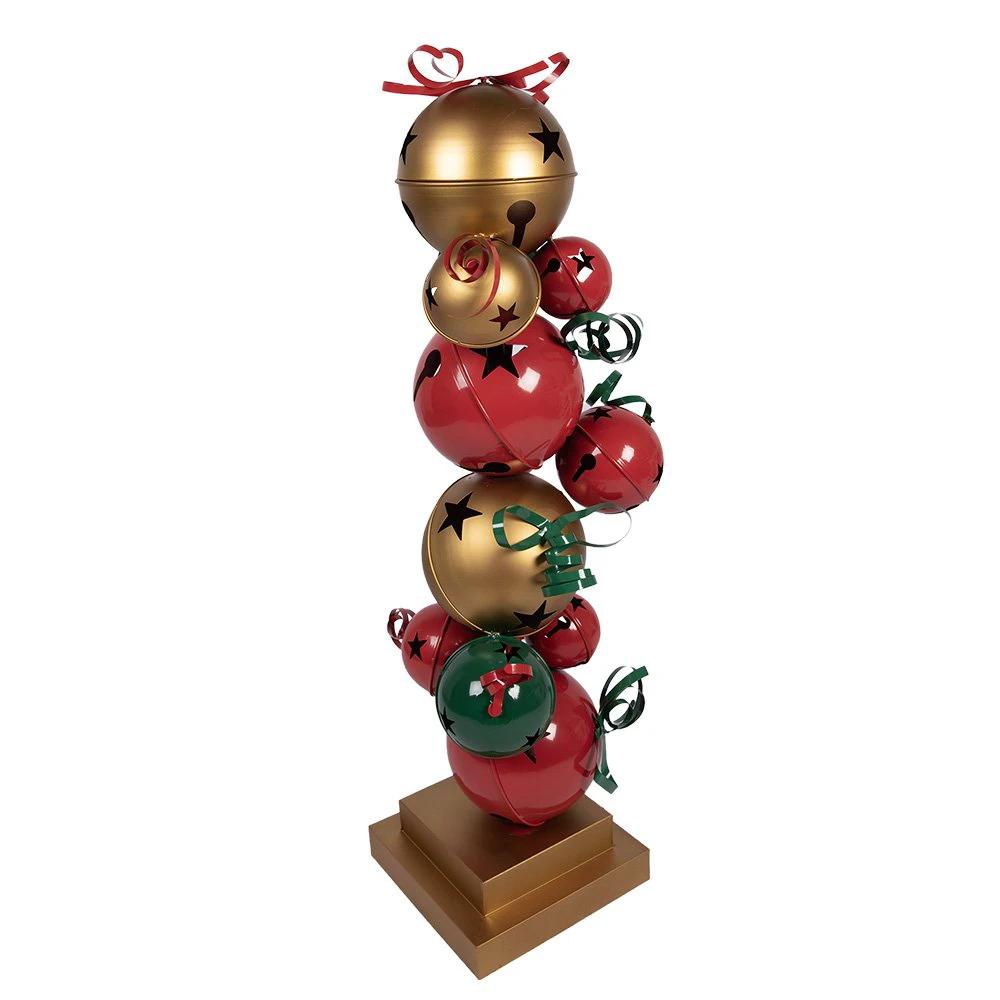 Christmas Decoration Statue 35x35x120 cm Red Green Metal by Clayre & Eef.