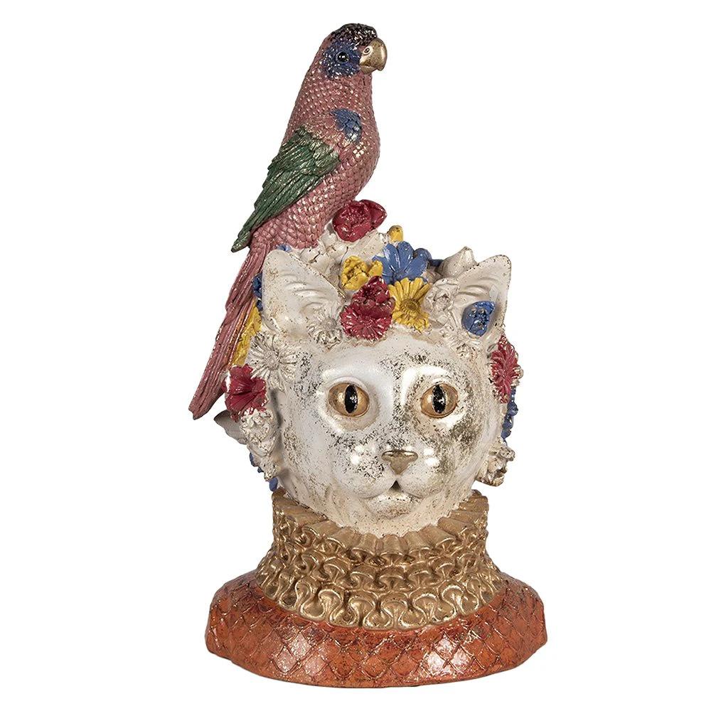 Decoration Statue Cat 24x21x40 cm White Plastic by Clayre & Eef.