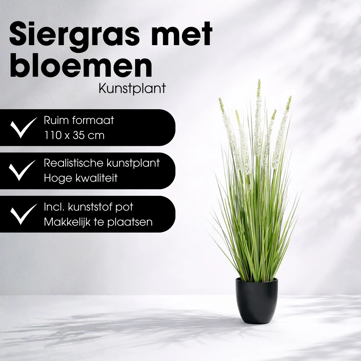 Artificial Plant Ornamental Grass White by Mica Decorations