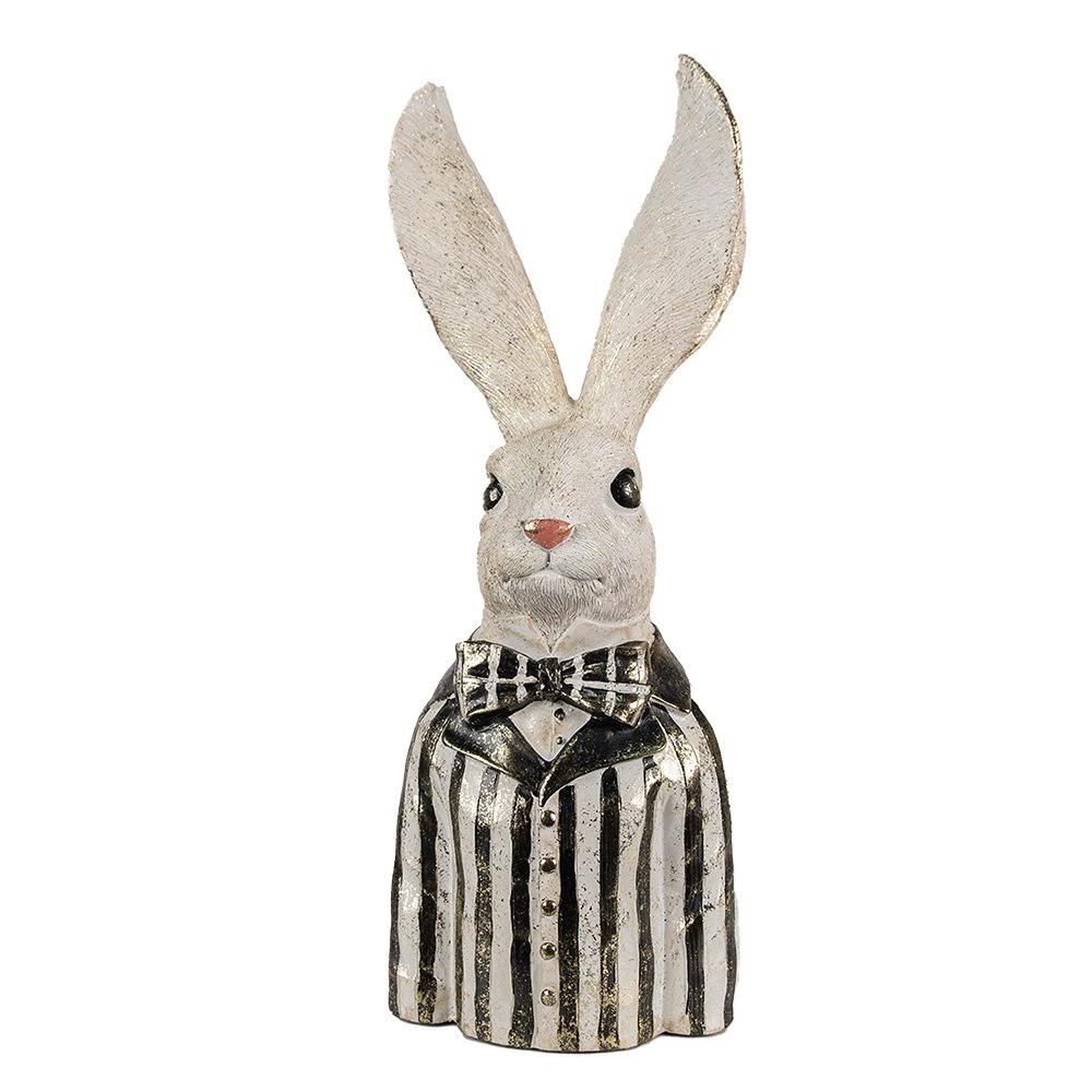 Rabbit statue 42 cm White Black Polyresin Easter decoration by Clayre & Eef.