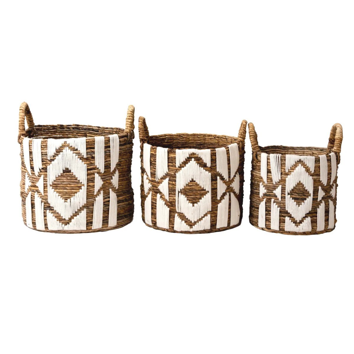 Laundry Basket Plant Basket Large Storage Basket Round NASARI Made of Banana Fibre with a Macrame Pattern made of Cotton by Soeji