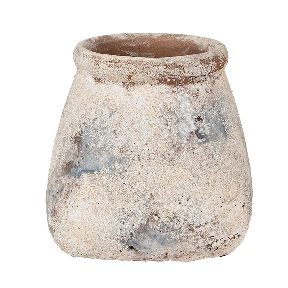 Flowerpot 18x18x17 cm Beige Terracotta by Clayre & Eef.