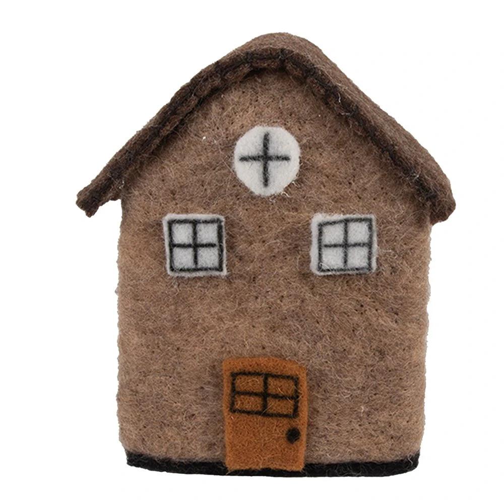 Decoration Image House 12x7x14 cm Brown Felt by Clayre & Eef.