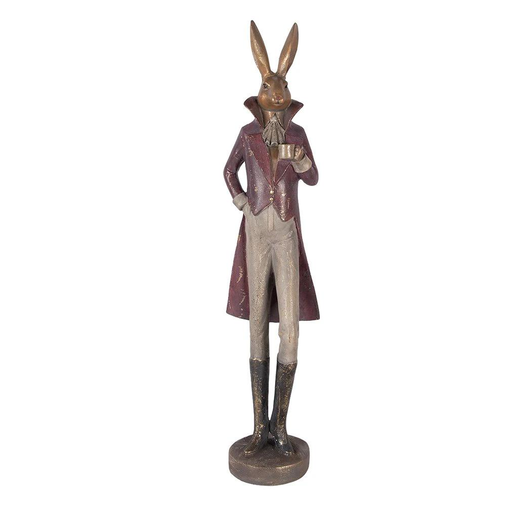 Decoration Statue Rabbit 16x14x75 cm Gold-colored Plastic by Clayre & Eef.