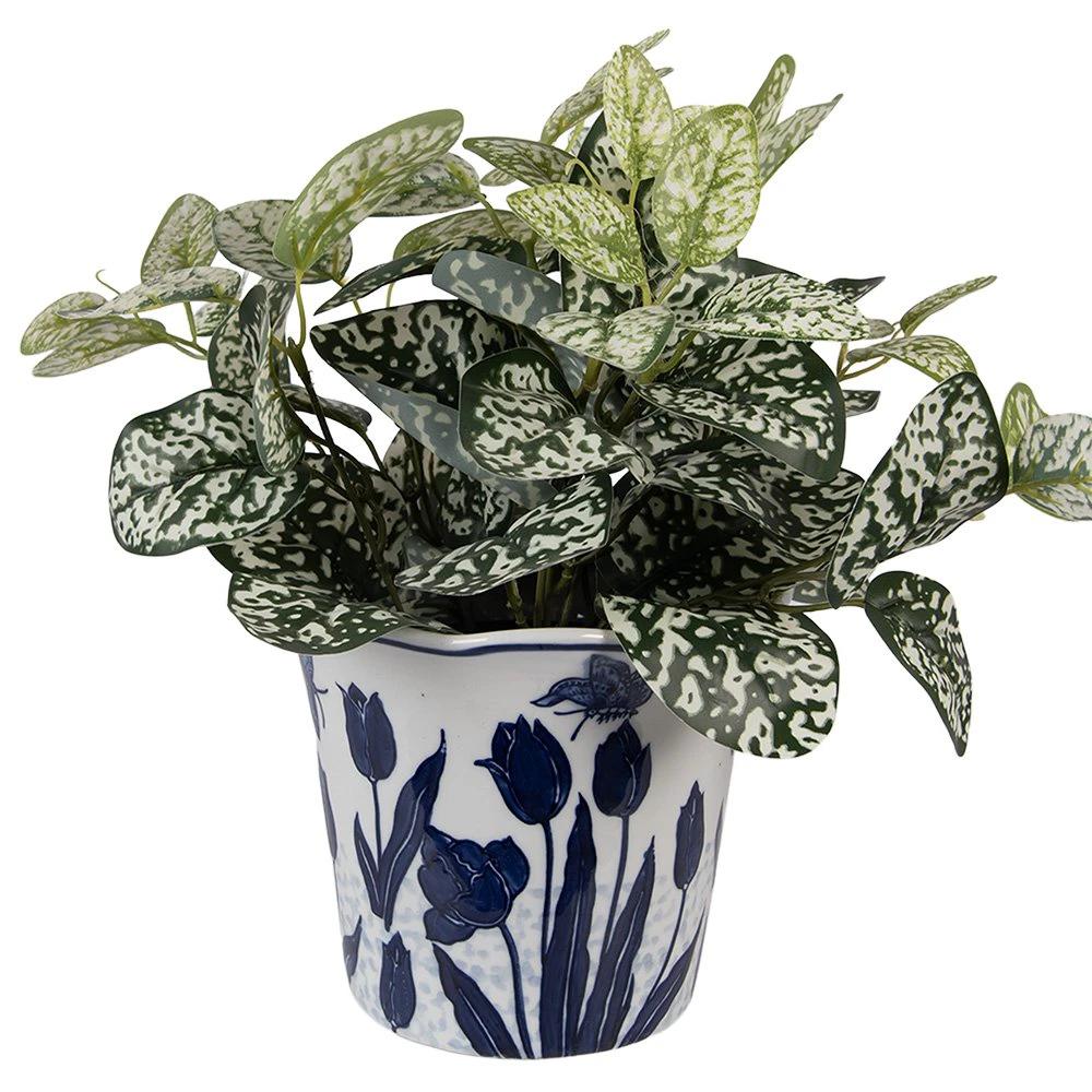 Blumentopf Ø 21×16 cm Weiß-Blau Keramik von Clayre & Eef.