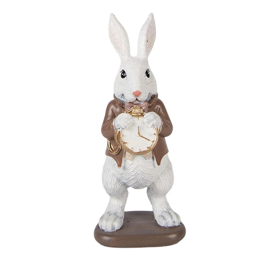Decoration Statue Rabbit 7x7x16 cm White Plastic by Clayre & Eef.