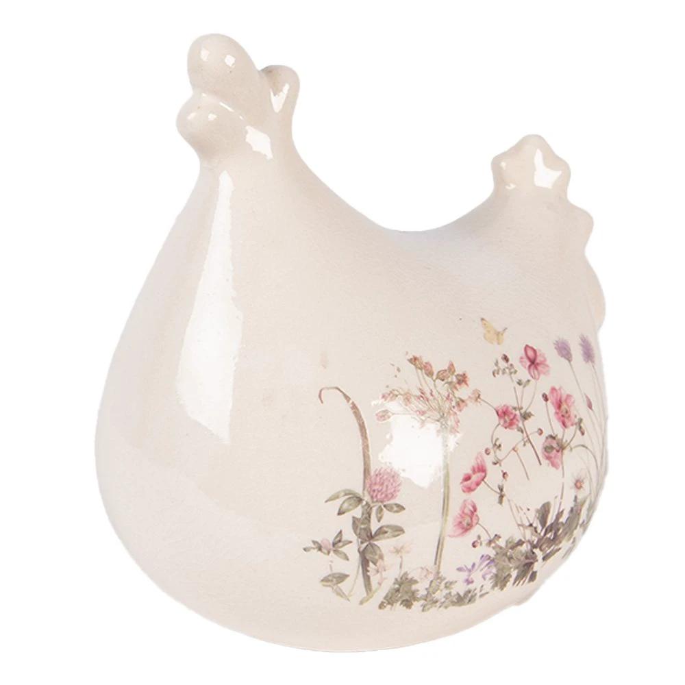 Dekorationsstatue Huhn 12x11x13 cm Beige Keramik von Clayre & Eef.