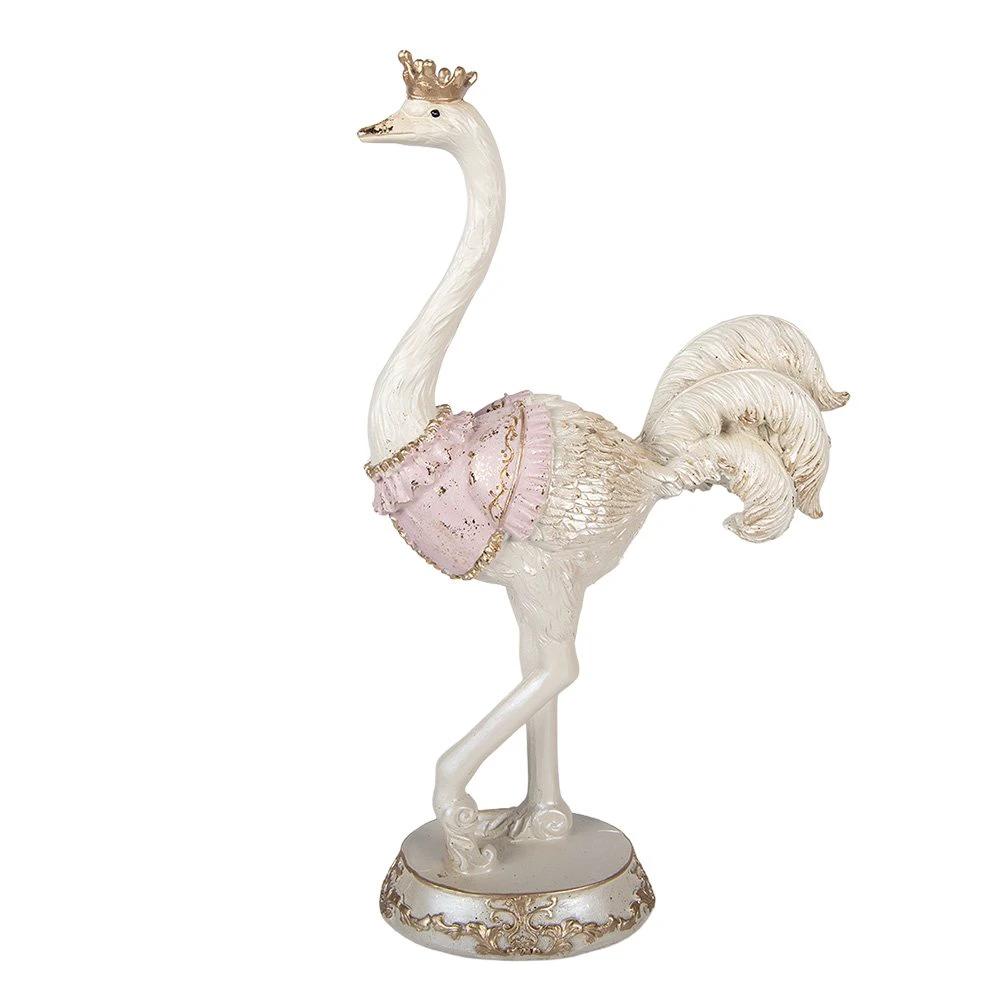 Decoration Statue Ostrich 23x11x41 cm White Plastic by Clayre & Eef.