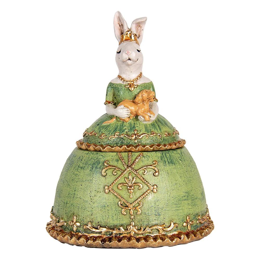 Jewelry box beige green, plastic 18x15x24 cm by Clayre & Eef.