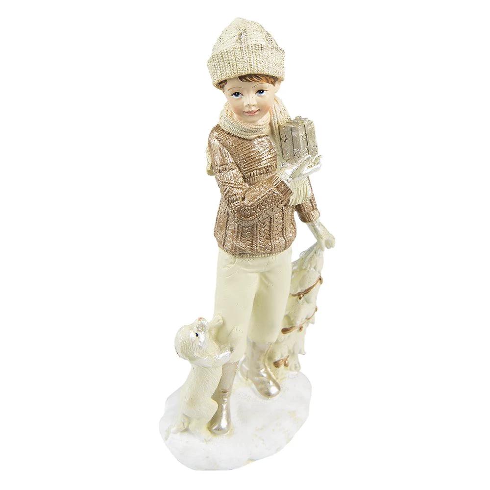 Bildset mit 2 Kindern, 22 cm, beige, Polyresin, von Clayre & Eef.