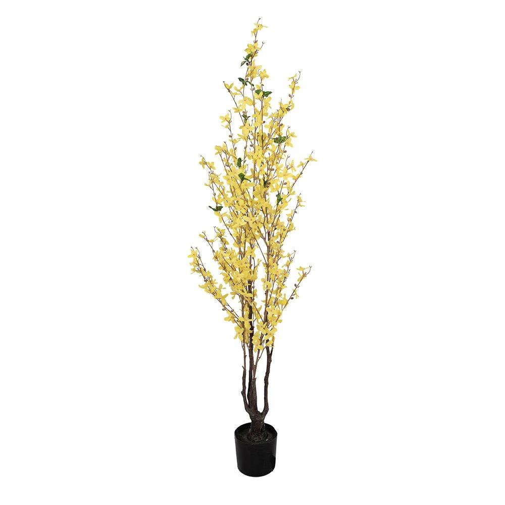 Artificial plant Forsythia 20x20x125 cm Yellow Plastic by Clayre & Eef.