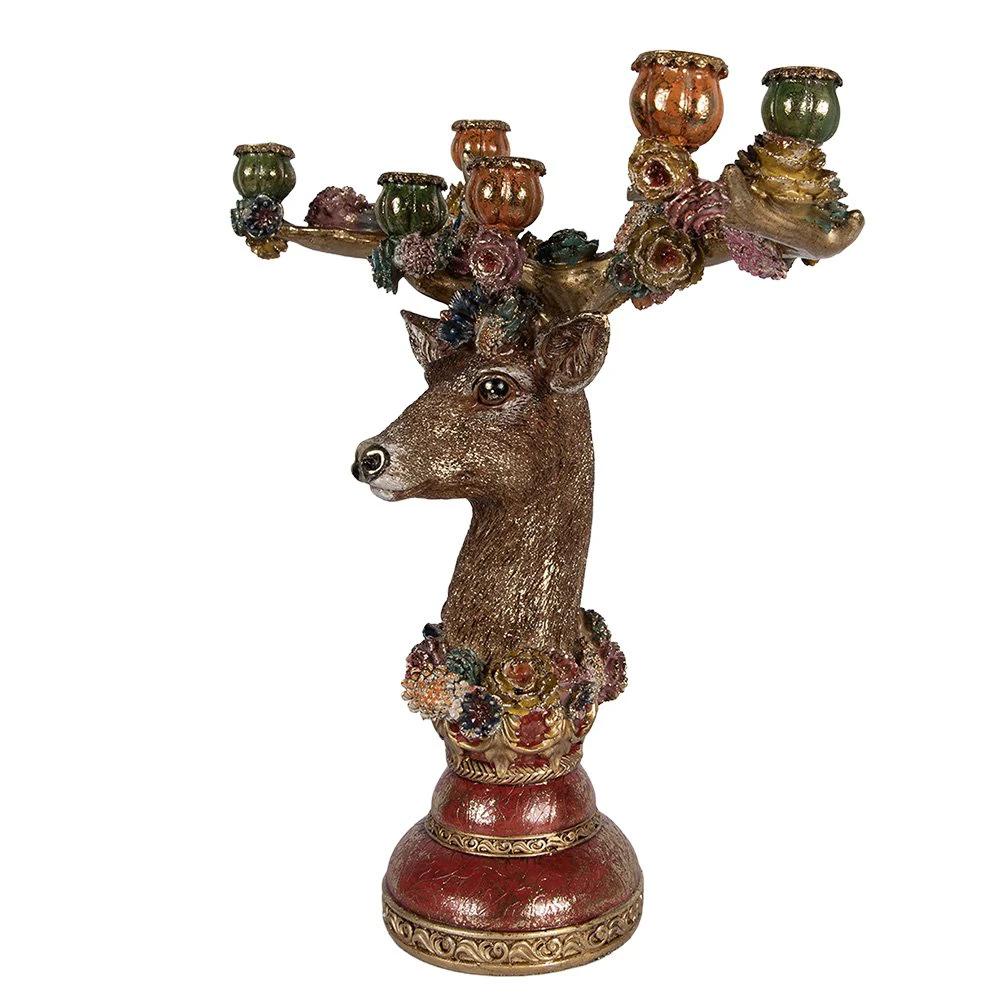 Candlestick Heart 51x21x50 cm Brown Plastic by Clayre & Eef.