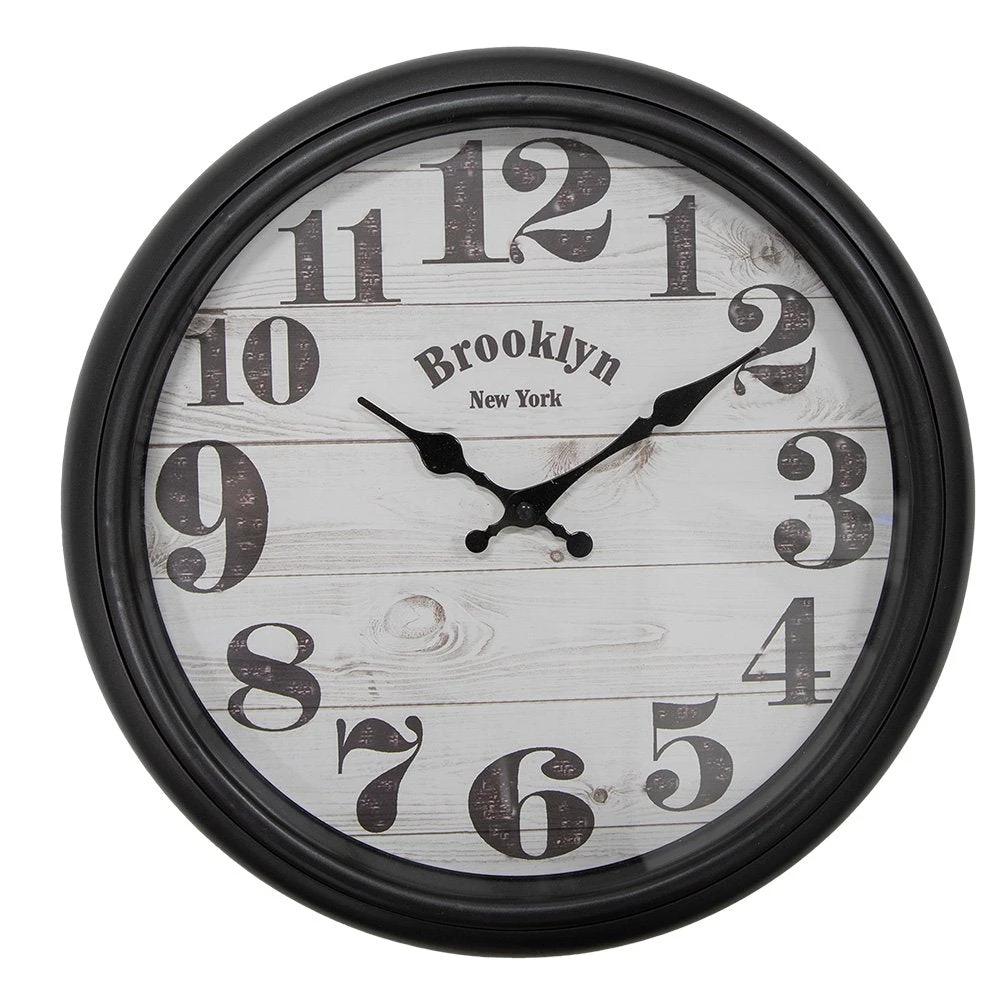 Wall clock Ø 40x7 cm Black Beige Plastic Wall Clock by Clayre & Eef.