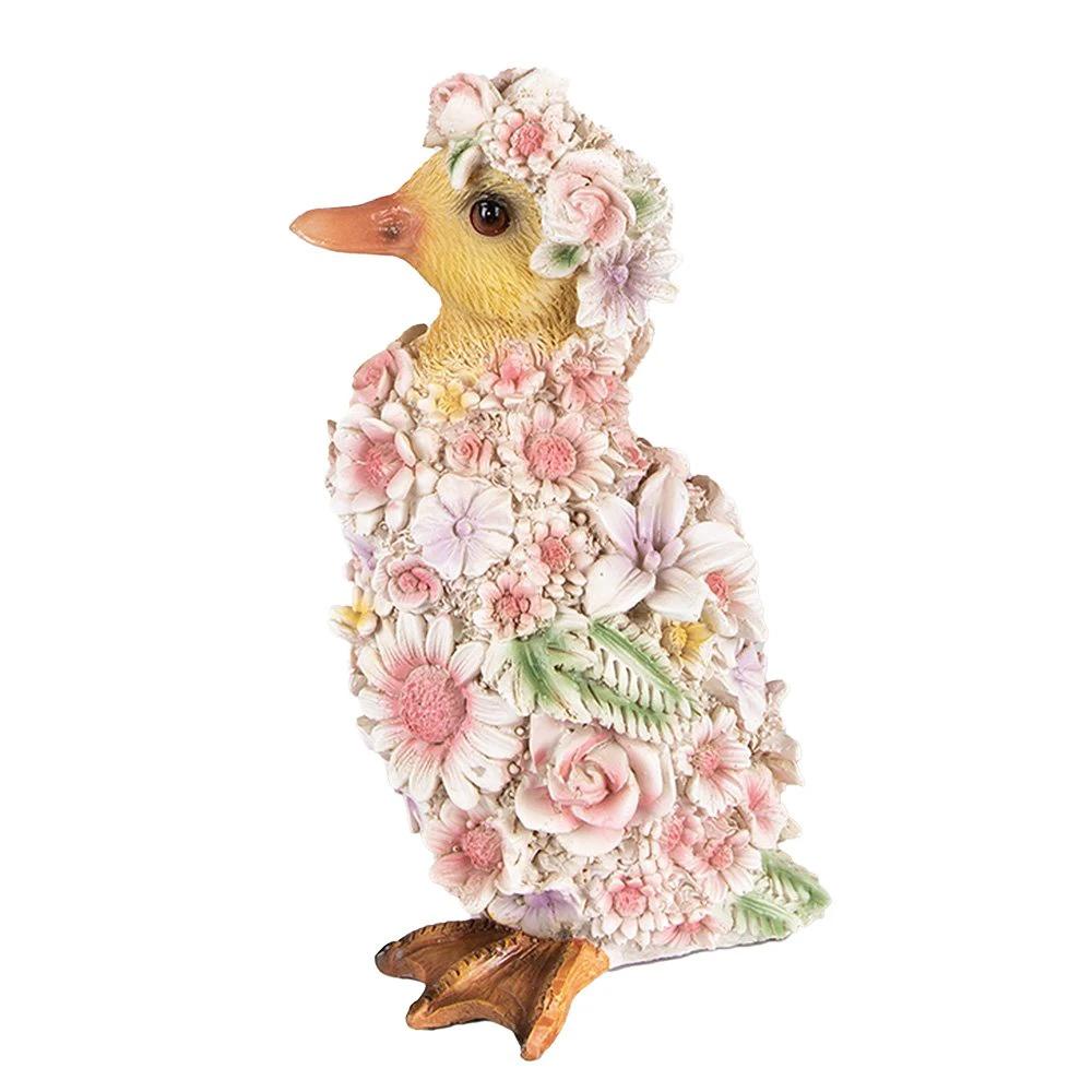 Figur Ente 10x11x18 cm Rosa Polyresin Blumen Wohnaccessoires von Clayre & Eef.