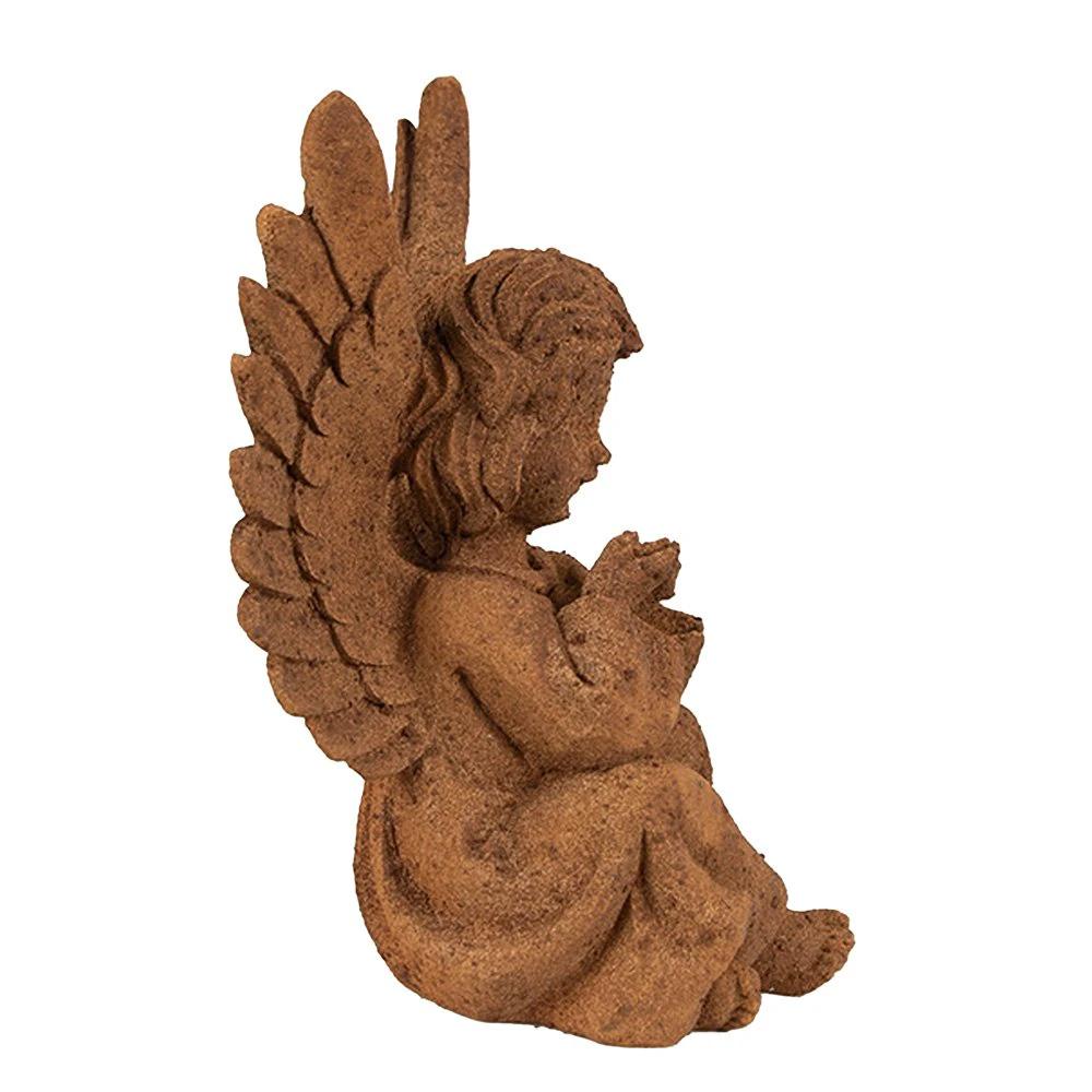 Decoration Statue Angel 15 cm Brown Polyresin Religious sculpture by Clayre & Eef.