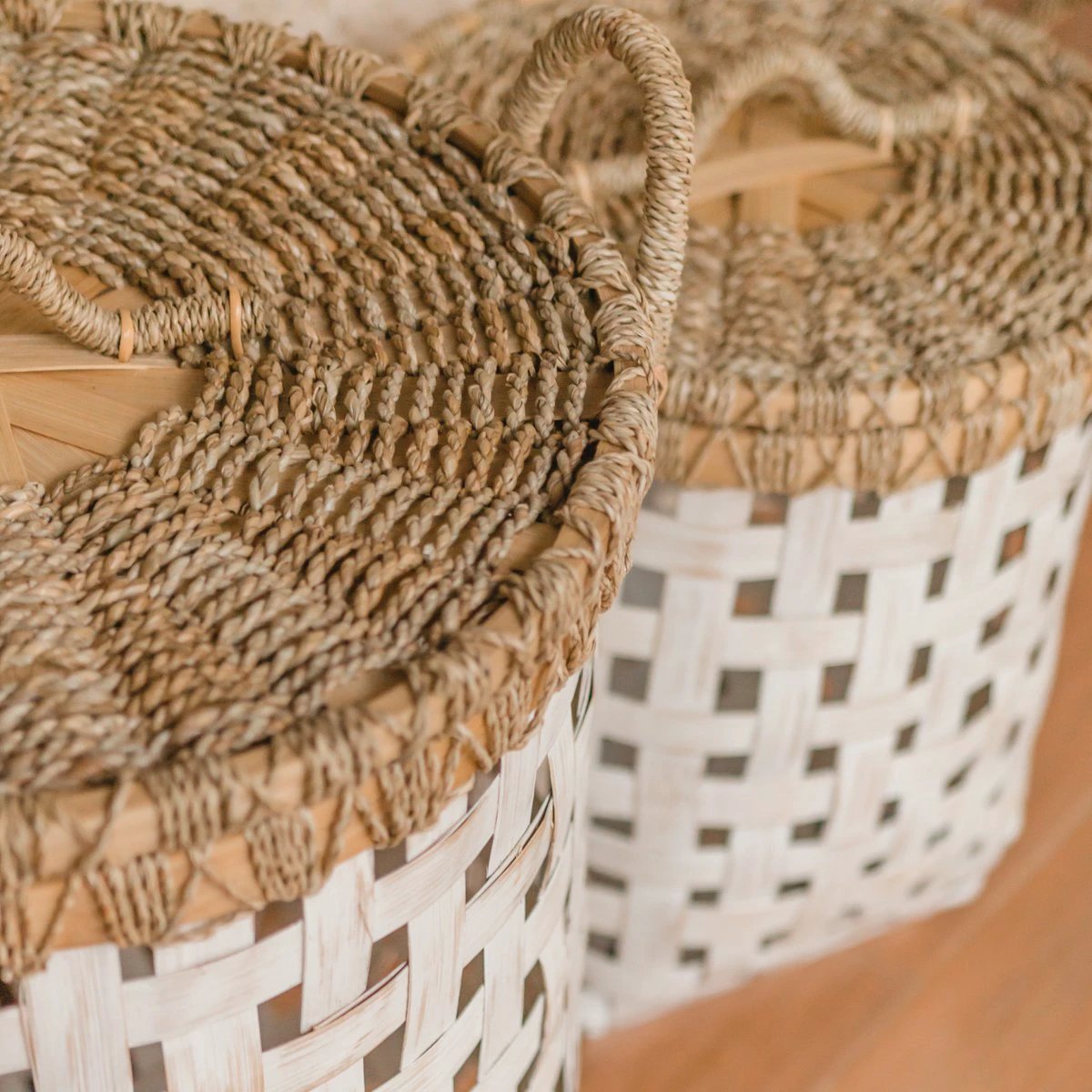 Laundry Basket with Lid IRAYA made from Bamboo by Soeji