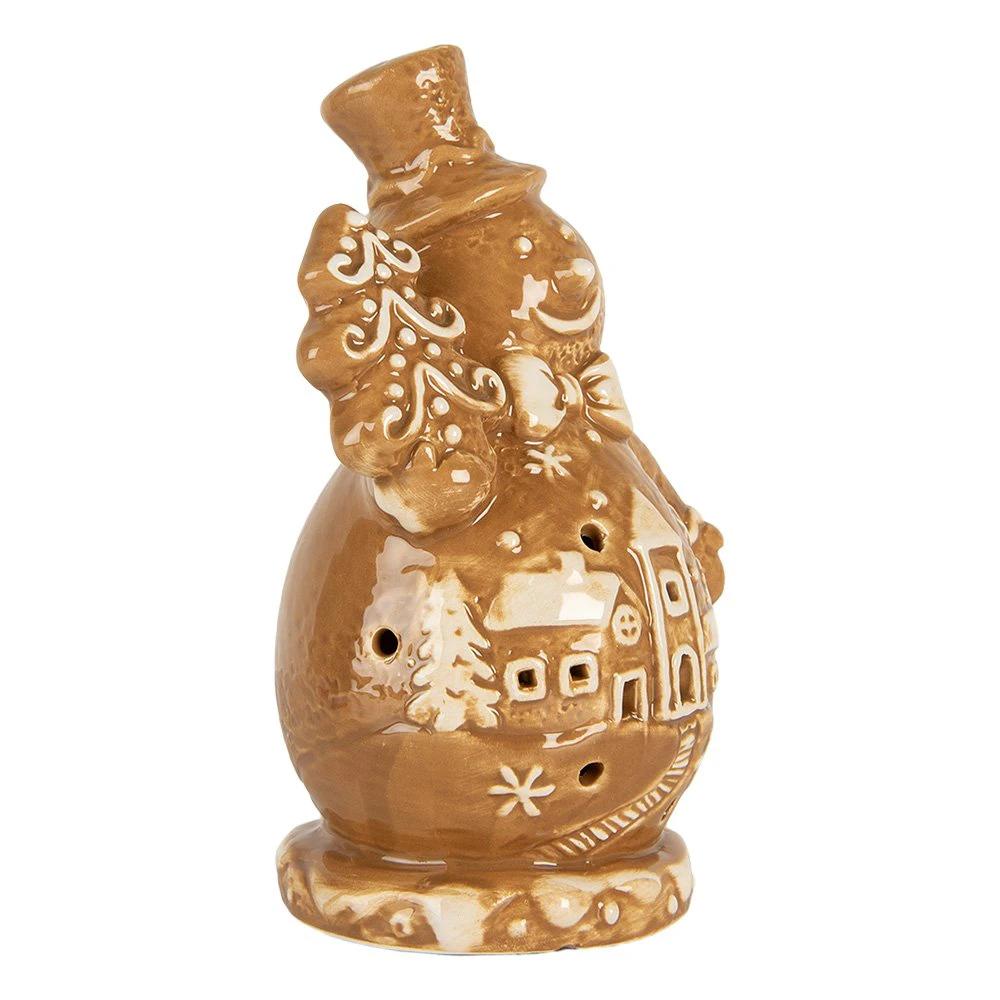 Christmas decoration Snowman 11x8x16 cm Brown Ceramic by Clayre & Eef.