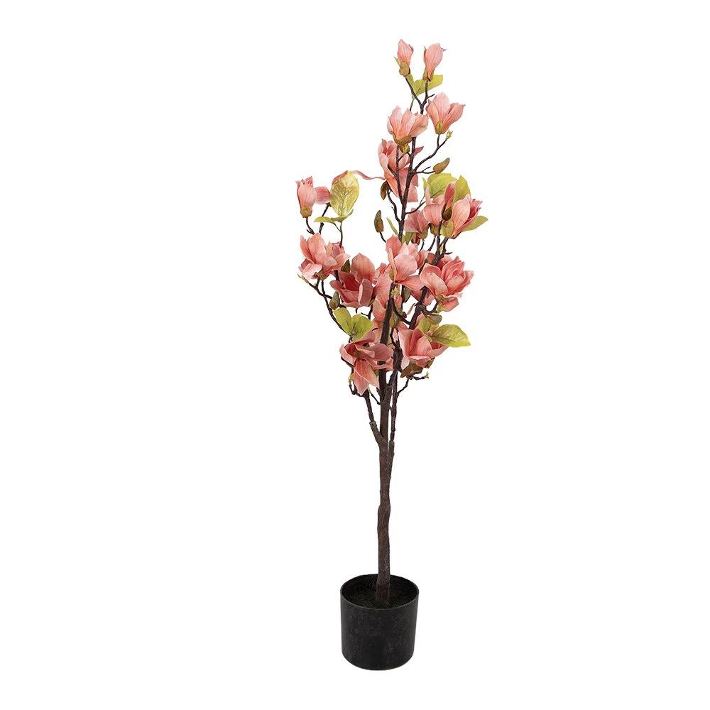 Artificial plant Magnolia 20x15x120 cm Orange Plastic by Clayre & Eef.