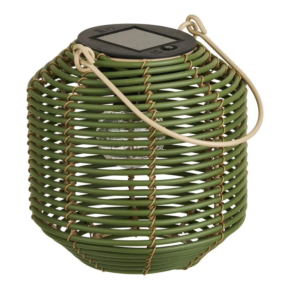 Crewe Lantern, rechargeable with integrated solar panel, green by EMIRELLE