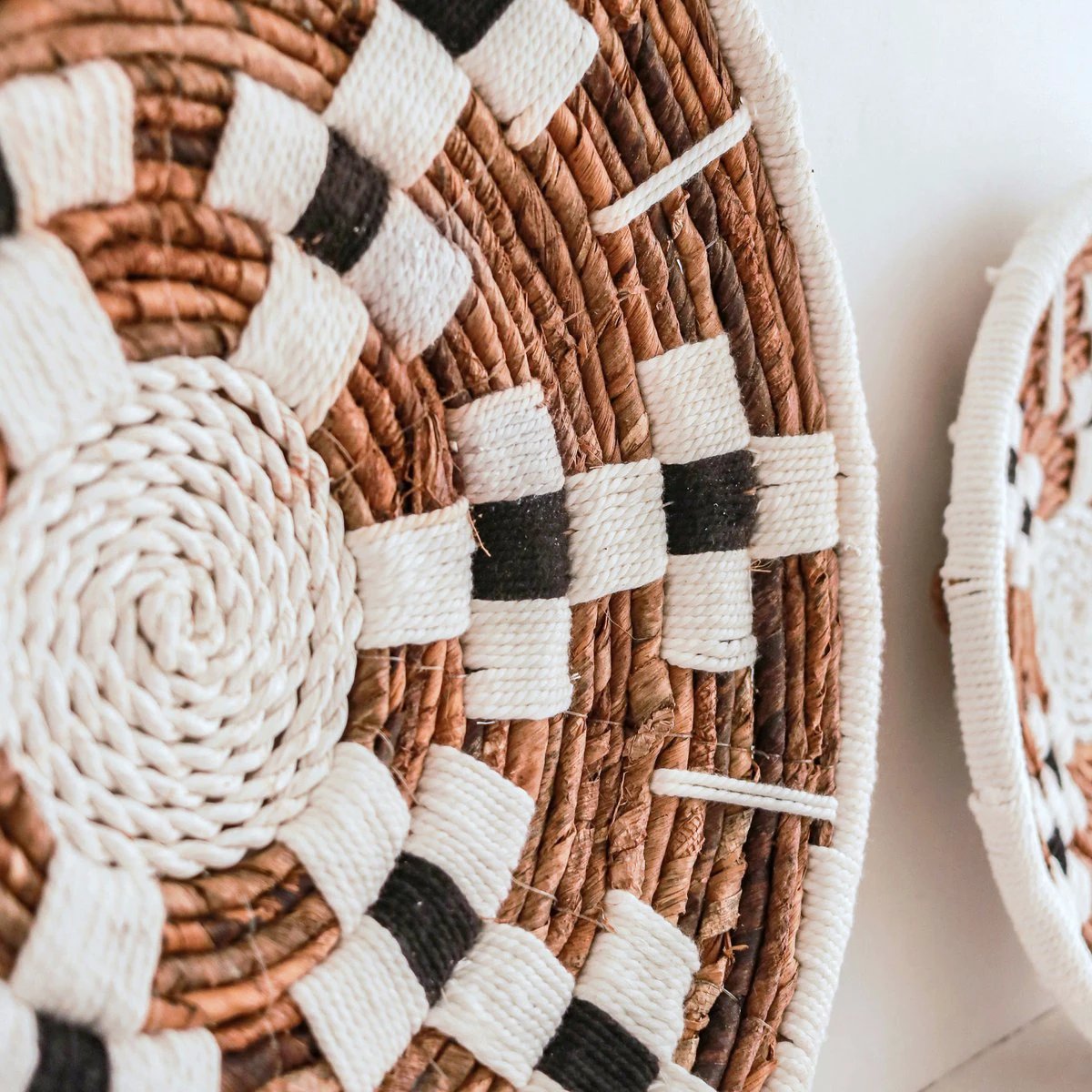 Wall Decor Round Boho Wall Basket or Flat Bowl TAMAN made of Banana Fibre (2 sizes) by Soeji