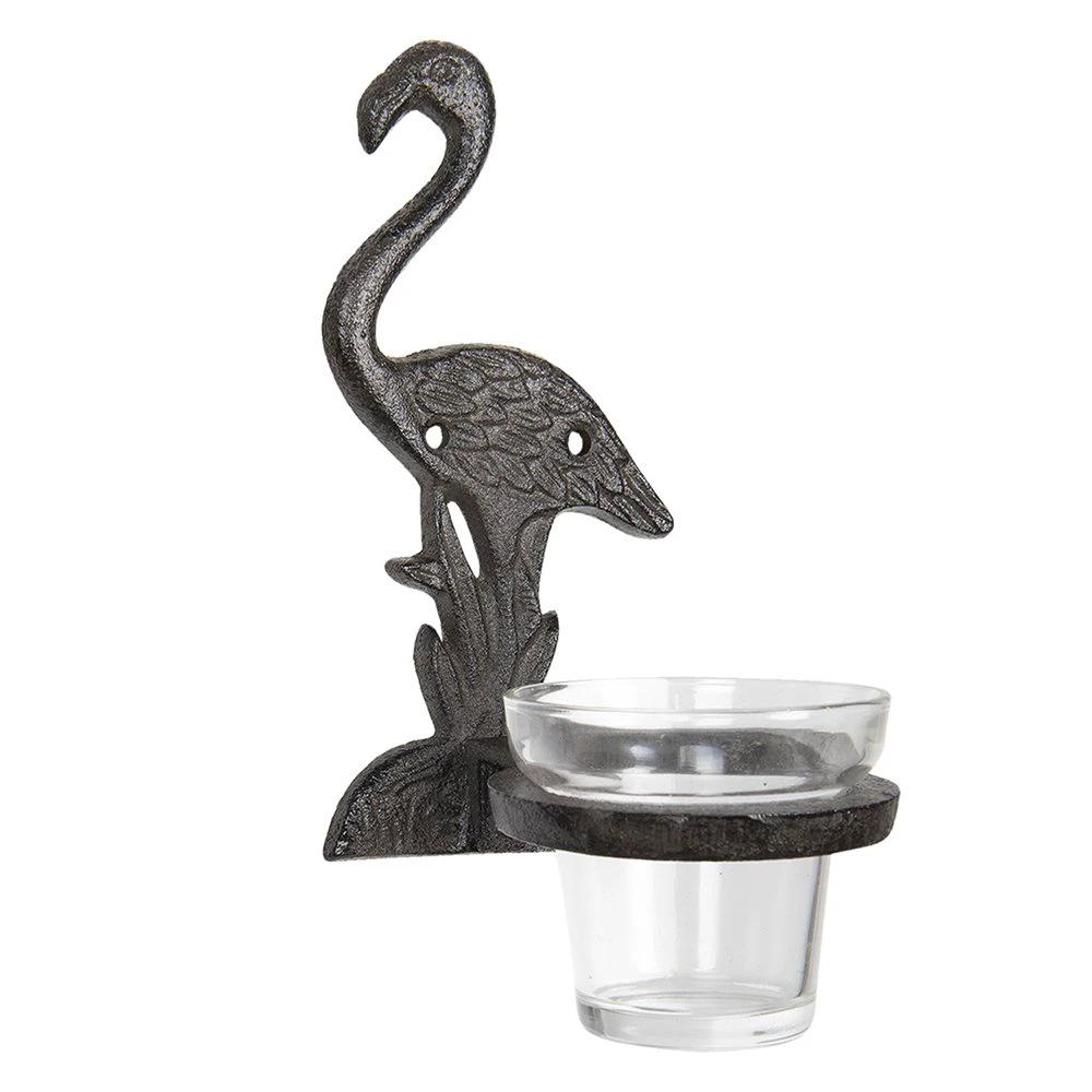 Tealight holder flamingo 8x12x19 cm by Clayre & Eef.