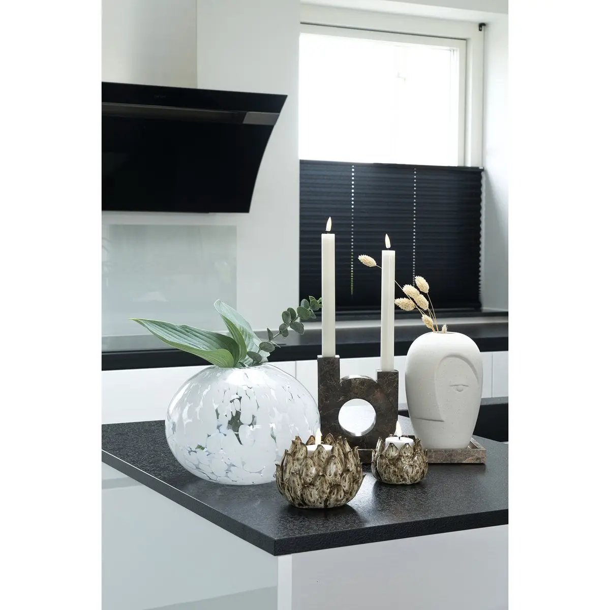 Candle Holder - Marble, Brown, 12x3.5x14cm by EMIRELLE