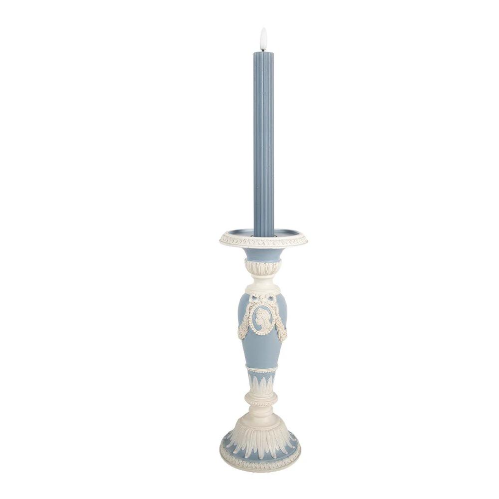 Candlestick Ø 10x27 cm blue plastic by Clayre & Eef.