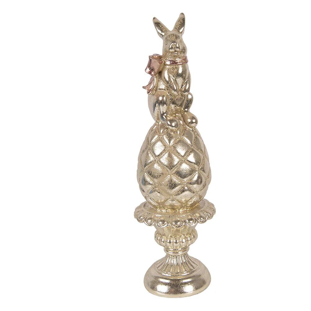 Decoration Statue Rabbit Ø 8x28 cm Gold-colored plastic by Clayre & Eef.