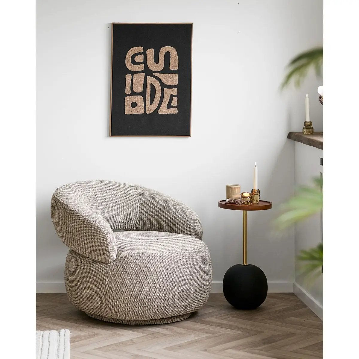 Tine Tufted wall decoration, beige/black, 50x70 cm by EMIRELLE