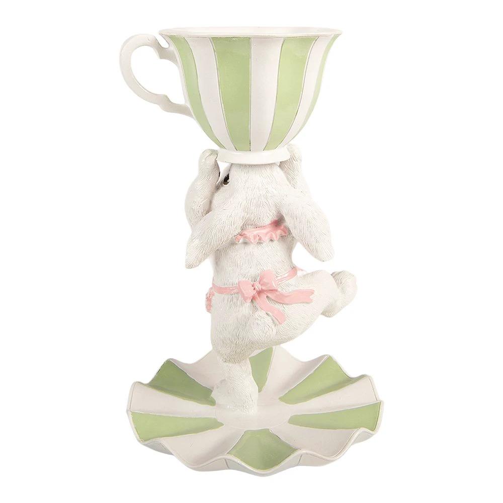 Decoration Statue Rabbit Ø 15x24 cm White Plastic by Clayre & Eef.